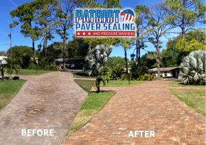 Patriot Paver Sealing and Pressure Washing Before and After Driveway and Sidewalk